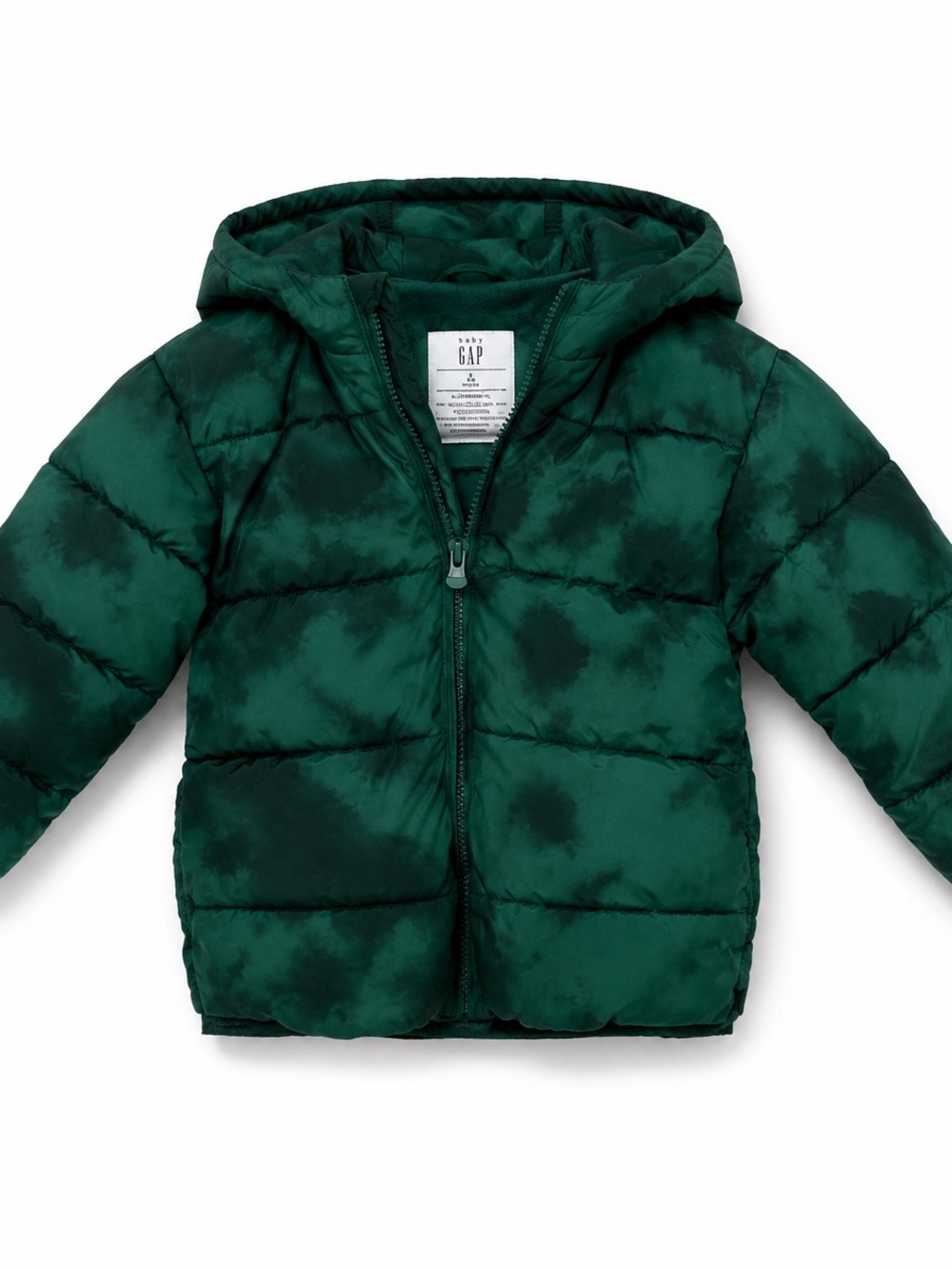 GAP Kids Forest Green Tie-Dye Hooded Puffer Jacket